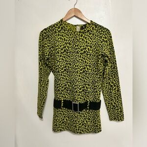 Obermeyer Tops long‎ sleeve green wool belted sweater